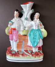 Load image into Gallery viewer, Victorian Staffordshire Spill Vase Flatback. Couple at a Water Well
