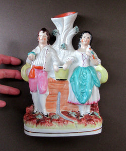 Victorian Staffordshire Spill Vase Flatback. Couple at a Water Well