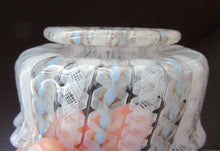Load image into Gallery viewer, Vintage Venetian / Salviati Murano Glass Latticino Zanfirico Glass Finger Bowl &amp; Saucer; Gold Inclusions. Both with Frilled Edges
