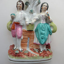 Load image into Gallery viewer, Victorian Staffordshire Spill Vase Flatback. Couple at a Water Well
