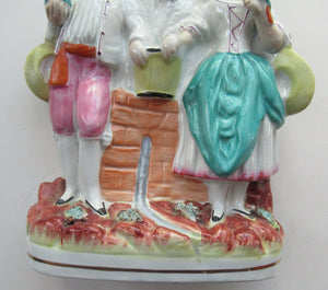 Victorian Staffordshire Spill Vase Flatback. Couple at a Water Well