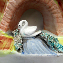 Load image into Gallery viewer, Antique Miniature Staffordshire Figure. Couple Making Music. Swan in River
