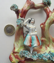 Load image into Gallery viewer, Antique Miniature Staffordshire Figure. Couple Making Music. Swan in River
