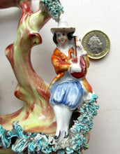 Load image into Gallery viewer, Antique Miniature Staffordshire Figure. Couple Making Music. Swan in River
