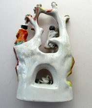 Load image into Gallery viewer, Antique Miniature Staffordshire Figure. Couple Making Music. Swan in River
