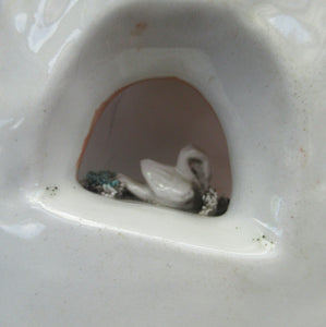 Antique Miniature Staffordshire Figure. Couple Making Music. Swan in River