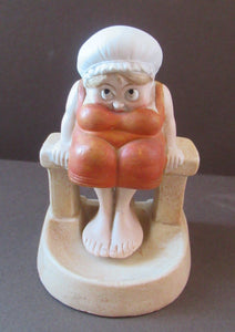 Antique Porcelain Nodder or Swinger Pin Tray by Schafer & Vater. Bathing Beauty. Lady in a Orange Bathing Suit