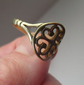 1970s Scottish 9ct Gold Ring. Ortak Design St Magnus  Cross