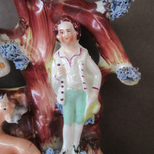 Load image into Gallery viewer, Miniature 1850s Staffords;hire Spill Vase with Two Figures and a Deer
