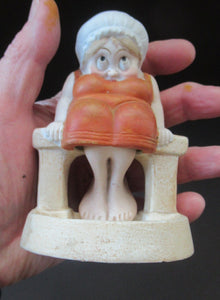 Antique Porcelain Nodder or Swinger Pin Tray by Schafer & Vater. Bathing Beauty. Lady in a Orange Bathing Suit