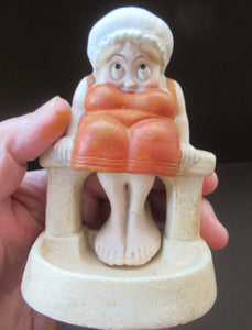 Antique Porcelain Nodder or Swinger Pin Tray by Schafer & Vater. Bathing Beauty. Lady in a Orange Bathing Suit
