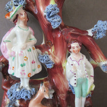 Load image into Gallery viewer, Miniature 1850s Staffords;hire Spill Vase with Two Figures and a Deer
