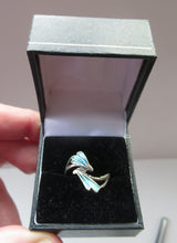 Load image into Gallery viewer, Vintage Scottish Silver Designer Ring with Blue Enamel. Size O
