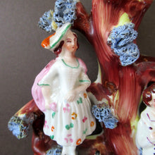 Load image into Gallery viewer, Miniature 1850s Staffords;hire Spill Vase with Two Figures and a Deer
