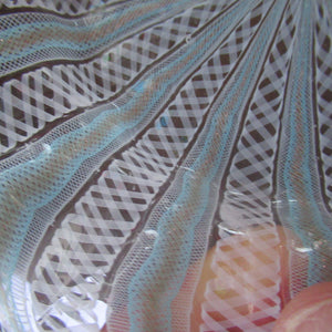 Vintage Venetian / Salviati Murano Glass Latticino Zanfirico Glass Plate; Gold Inclusions and Frilled Edge