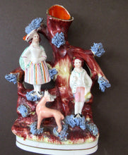 Load image into Gallery viewer, Miniature 1850s Staffords;hire Spill Vase with Two Figures and a Deer

