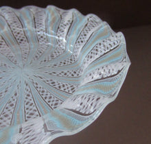 Load image into Gallery viewer, Vintage Venetian / Salviati Murano Glass Latticino Zanfirico Glass Plate; Gold Inclusions and Frilled Edge
