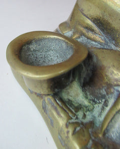 Antique Victorian Brass Inkwell of a Daniel Lambert