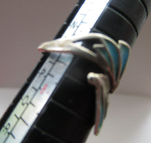 Load image into Gallery viewer, Vintage Scottish Silver Designer Ring with Blue Enamel. Size O

