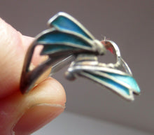 Load image into Gallery viewer, Vintage Scottish Silver Designer Ring with Blue Enamel. Size O
