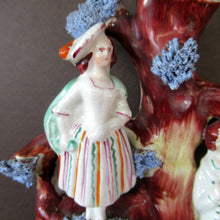 Load image into Gallery viewer, Miniature 1850s Staffords;hire Spill Vase with Two Figures and a Deer
