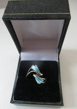 Load image into Gallery viewer, Vintage Scottish Silver Designer Ring with Blue Enamel. Size O
