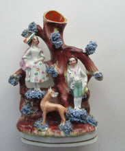 Load image into Gallery viewer, Miniature 1850s Staffords;hire Spill Vase with Two Figures and a Deer
