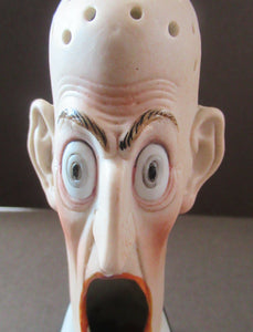 Porcelain SMOKING Head Ashtray and Match Holder by Schafer & Vater. GRUMPY MAN