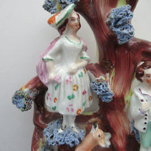 Load image into Gallery viewer, Miniature 1850s Staffords;hire Spill Vase with Two Figures and a Deer
