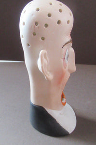 Porcelain SMOKING Head Ashtray and Match Holder by Schafer & Vater. GRUMPY MAN