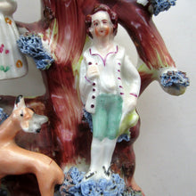 Load image into Gallery viewer, Miniature 1850s Staffords;hire Spill Vase with Two Figures and a Deer
