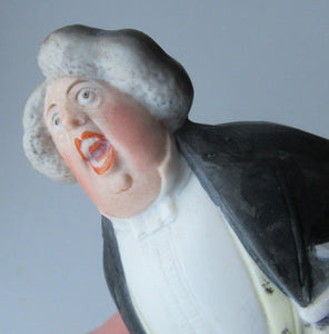 Antique Bisque Porcelain SKINNY or Elongated Figurine by Schafer & Vater: THE TENOR (Opera Singer) 