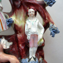 Load image into Gallery viewer, Miniature 1850s Staffords;hire Spill Vase with Two Figures and a Deer
