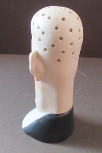 Antique Porcelain SMOKING Head Ashtray and Match Holder by Schafer & Vater. GRUMPY MAN