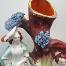 Load image into Gallery viewer, Miniature 1850s Staffords;hire Spill Vase with Two Figures and a Deer
