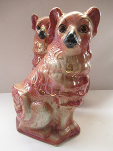 Large Bo'ness Pottery Victorian Staffordshire Ceramic Spaniels