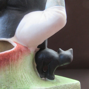 Antique Porcelain SMOKING Ashtray, Match Holder and Striker by Schafer & Vater. ISLE OF MAN Souvenir 