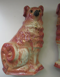 Large Bo'ness Pottery Victorian Staffordshire Ceramic Spaniels