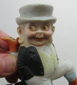 Antique Porcelain SMOKING Ashtray, Match Holder and Striker by Schafer & Vater. ISLE OF MAN Souvenir 