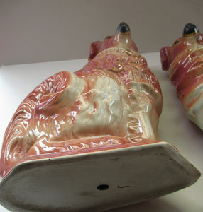 Large Bo'ness Pottery Victorian Staffordshire Ceramic Spaniels