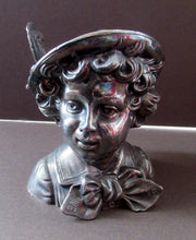 Load image into Gallery viewer, Antique Silver Plate Inkwell. Young Austrian Boy Wearing a Hat with Large Feather  

