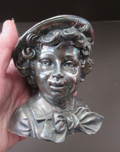 Load image into Gallery viewer, Antique Silver Plate Inkwell. Young Austrian Boy Wearing a Hat with Large Feather  
