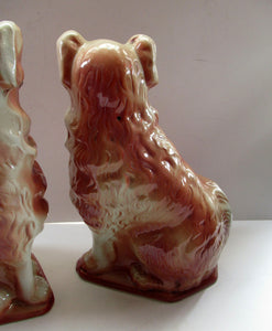 Large Bo'ness Pottery Victorian Staffordshire Ceramic Spaniels