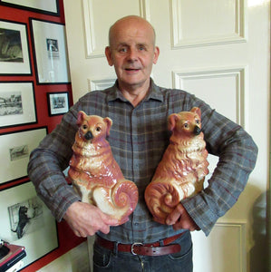 Large Bo'ness Pottery Victorian Staffordshire Ceramic Spaniels