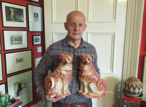 Large Bo'ness Pottery Victorian Staffordshire Ceramic Spaniels