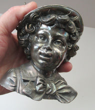 Load image into Gallery viewer, Antique Silver Plate Inkwell. Young Austrian Boy Wearing a Hat with Large Feather  
