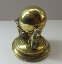 Load image into Gallery viewer, Antique Victorian Brass Inkwell. Three Greyhounds Supporting a Globe Shape Ball
