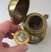 Load image into Gallery viewer, Antique Victorian Brass Inkwell. Three Greyhounds Supporting a Globe Shape Ball
