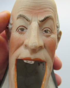 Antique Porcelain SMOKING Head Ashtray and Match Holder by Schafer & Vater. HITCHY-KOO HITCHY-KOO