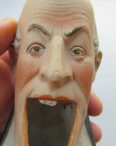 Antique Porcelain SMOKING Head Ashtray and Match Holder by Schafer & Vater. HITCHY-KOO HITCHY-KOO